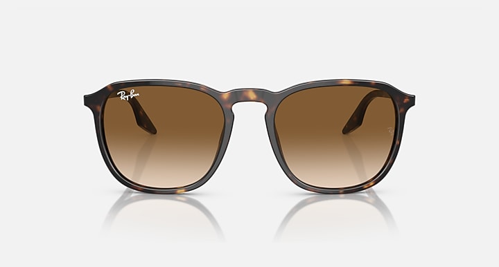Ray-Ban RB2203 sunglasses, top view, tortoise frame with brown gradient lenses