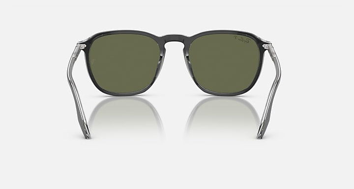 Ray-Ban RB2203 sunglasses front view with clear frame and olive-green lenses