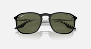Ray-Ban RB2203 sunglasses front view with black frame and olive-green lenses