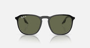 Ray-Ban RB2203 sunglasses front view with dark green lenses and black frame
