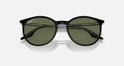 Ray-Ban sunglasses with olive-green tinted lenses and black top bar frame