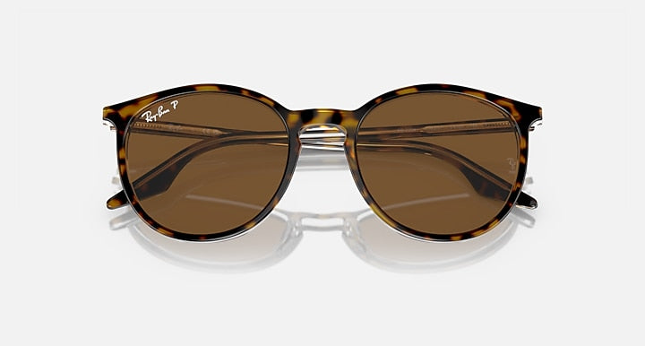 Ray-Ban Havana sunglasses with dark brown lenses and tortoiseshell frame, front view.