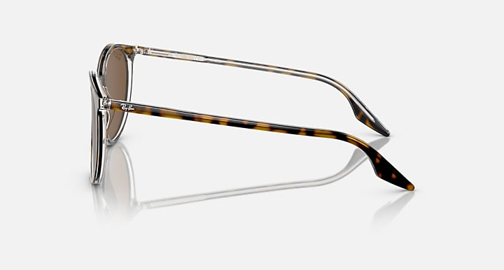 Ray-Ban Havana sunglasses with brown lenses and metal hinges, side angle view.