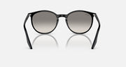 Black round sunglasses front with dark lenses and curved metal arms
