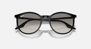 Oversized round sunglasses with dark frame and smoky gray lenses