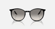 Oversized round sunglasses with black frame and dark gray lenses
