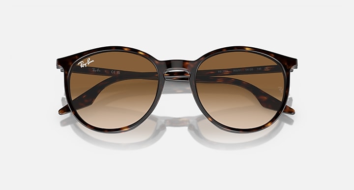Oversized round sunglasses with tortoise frame and dark gradient brown lenses