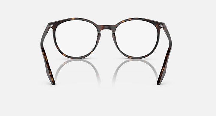 Ray-Ban round sunglasses with tortoise-pattern frame and clear lenses, front view