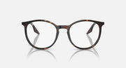 Ray-Ban round sunglasses with tortoise-pattern frame and clear lenses, front view