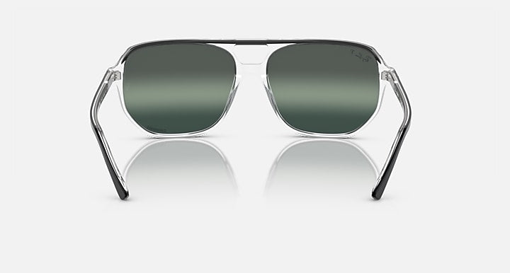 Ray-Ban Bill One RB2205 sunglasses with dark green tinted lenses and clear frame, straight front