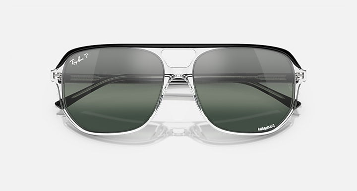 Ray-Ban Bill One RB2205 sunglasses; smoked green lenses, clear frame, centered view