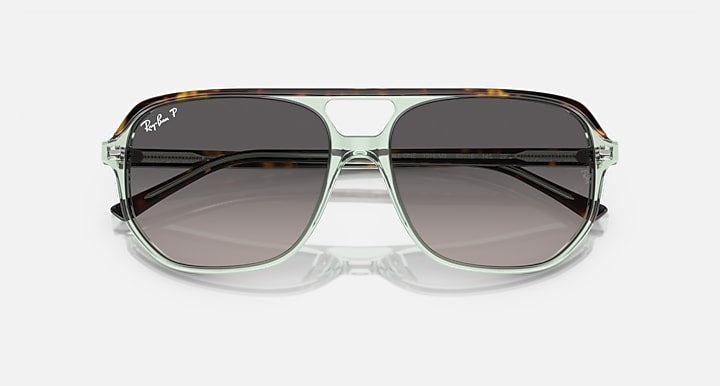 Ray-Ban Bill One sunglasses, green frame with dark lenses from above.