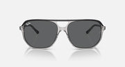 Ray-Ban Bill One RB2205 sunglasses, front view with transparent frame and dark gray tinted lenses.