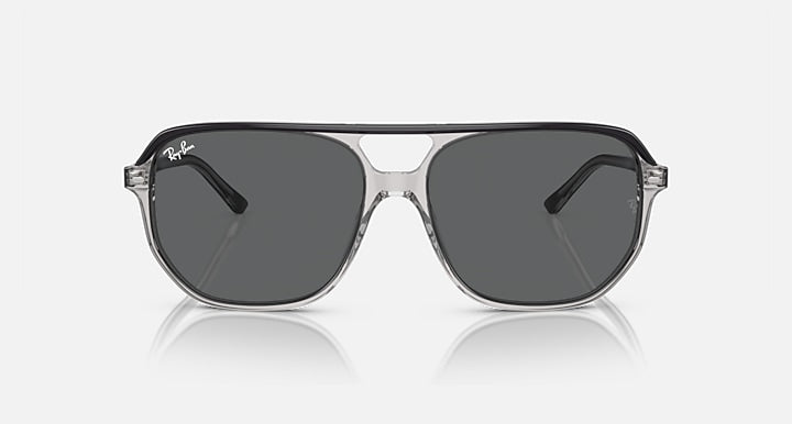 Ray-Ban Bill One RB2205 sunglasses, front view with transparent frame and dark gray tinted lenses.
