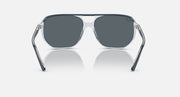 Ray-Ban Bill One RB2205 sunglasses, front view with transparent frame, dark lenses, blue accents.