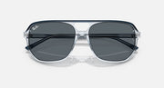Ray-Ban Bill One RB2205 sunglasses, transparent frame with dark gray lenses and black top bars.