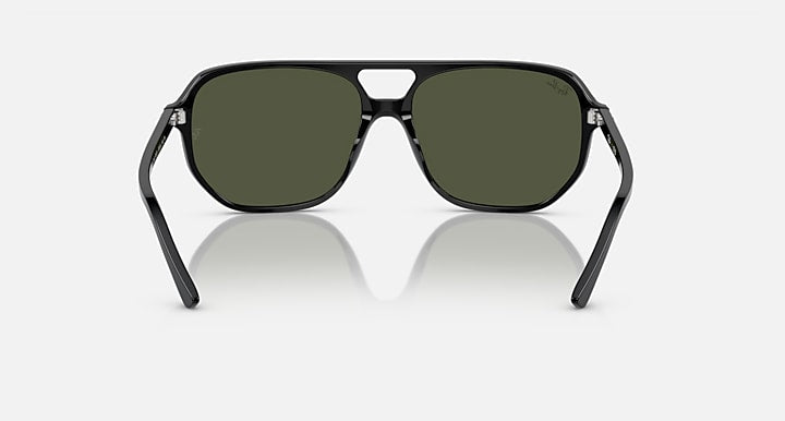 Ray-Ban Bill One sunglasses, front view with dark green lenses and black full-rim frame