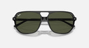 Ray-Ban Bill One sunglasses, front view with dark green lenses and black acetate frame