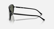 Ray-Ban Bill One sunglasses, side profile with black frame and dark green lens
