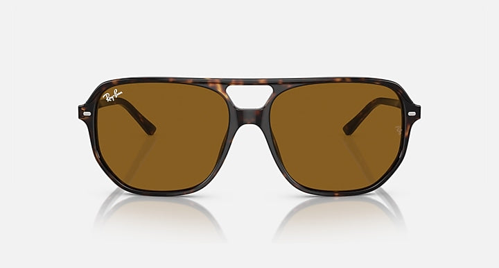 Ray-Ban Bill One sunglasses, front view with tortoiseshell frame and amber-brown lenses