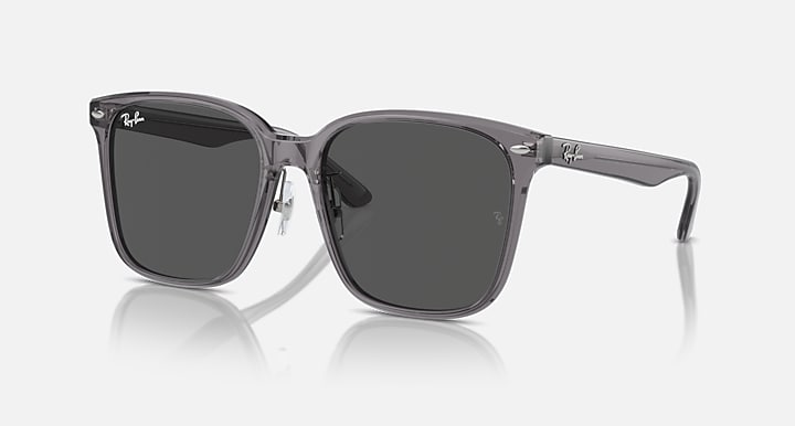 Ray-Ban RB2206D sunglasses with dark gray lenses and clear-gray frame
