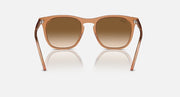 Ray-Ban RB2210 sunglasses with translucent brown frame and brown lenses, front view
