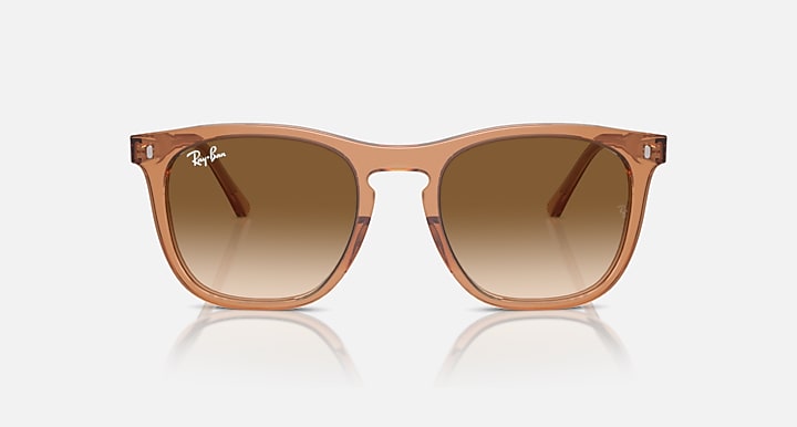 Ray-Ban RB2210 sunglasses with havana-brown frame and brown gradient lenses, front view