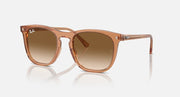 Ray-Ban RB2210 sunglasses with havana-brown frame and brown gradient lenses, angled view