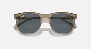 Ray-Ban RB2210 sunglasses with dark frame and dark tinted lenses, top view