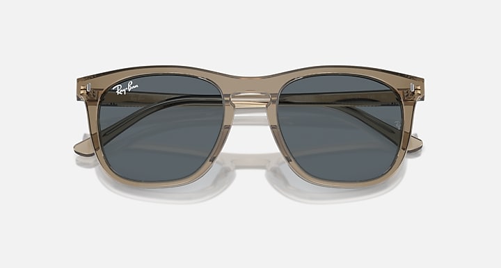Ray-Ban RB2210 sunglasses with dark frame and dark tinted lenses, top view