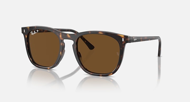 Ray-Ban RB2210 sunglasses with havana frames and brown lenses, full-rim wayfarer style