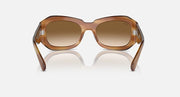 Light brown sunglasses with tan lenses and curved oval frames, front view