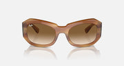 Honey brown sunglasses with tan lenses and thick oval frames, front view