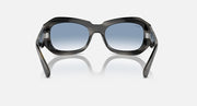 Ray-Ban Beate sunglasses, front view of dark smoke frame with blue lenses