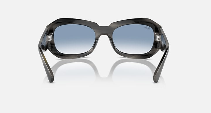 Ray-Ban Beate sunglasses, front view of dark smoke frame with blue lenses