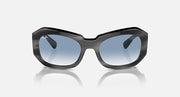 Ray-Ban Beate sunglasses, dark smoke oversized cat-eye shape with blue lenses
