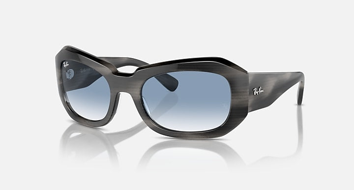 Ray-Ban Beate sunglasses, dark smoke frame with blue gradient lenses