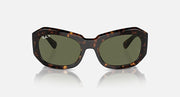Ray-Ban Beate sunglasses, front view tortoise frame with olive-green lenses