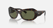 Ray-Ban Beate sunglasses, tortoise frame with green-tinted lenses