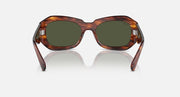Sunglasses with tortoiseshell brown frame, dark green lenses, straight front