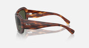 Sunglasses side view with tortoiseshell brown arms and dark green lenses