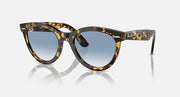 Ray-Ban Wayfarer sunglasses with tortoiseshell frame and blue gradient lenses