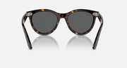 Ray-Ban Wayfarer sunglasses, dark Havana tortoise frame, front view with dark gray lenses