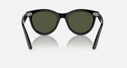 Wayfarer sunglasses with dark frame and olive green lenses, front view
