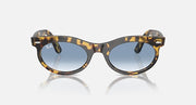 Ray-Ban Wayfarer oval sunglasses, tortoise-pattern frame with blue-tinted lens front view