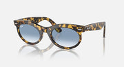 Ray-Ban Wayfarer oval sunglasses with tortoise-pattern frame and blue-tinted lenses