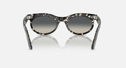 Ray-Ban Wayfarer oval sunglasses, dark speckled frame and dark-tinted lenses straight on