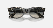 Ray-Ban Wayfarer oval sunglasses, dark speckled frame with dark-tinted lenses angled view