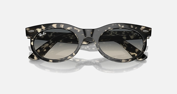 Ray-Ban Wayfarer oval sunglasses, dark speckled frame with dark-tinted lenses angled view