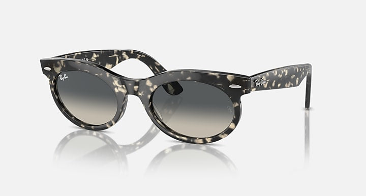 Ray-Ban Wayfarer oval sunglasses with dark speckled frame and dark-tinted lenses